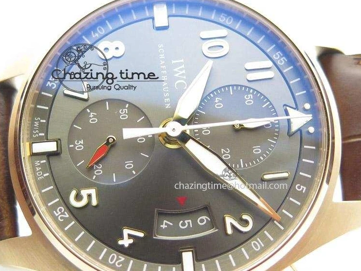 MIROTIME 0522 Pilot Chrono RG 3878 ZF Best Edition Grey Dial On Brown Leather Strap A UrbanChic 7330
